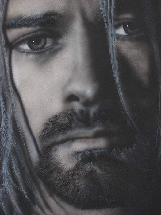 525x700 Sad Face Of Kurt Cobain Painting By Christopher Carss - Sad Face Painting