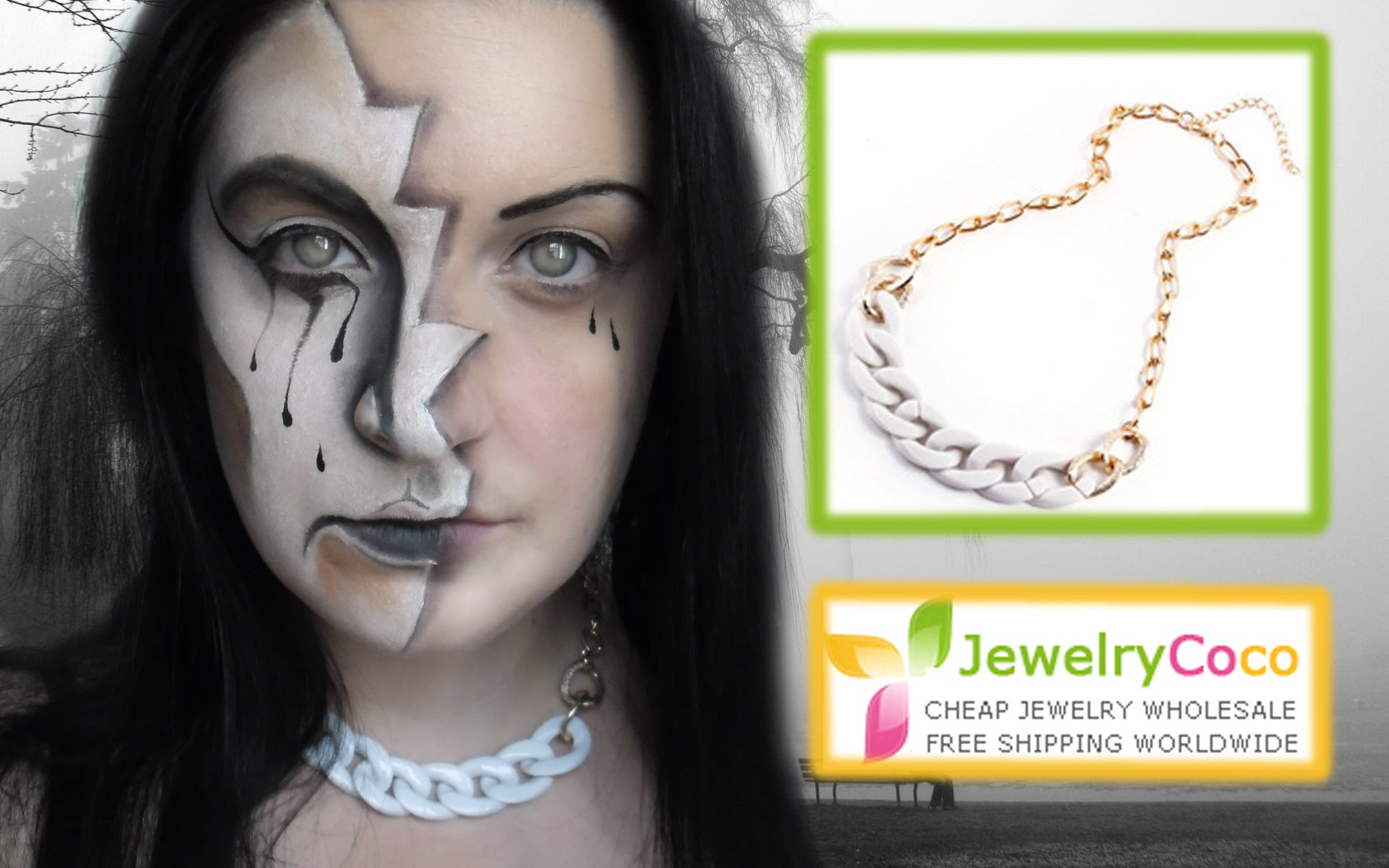 1920x1200 Sad Pierrot Half Mask Amp Jewelrycoco Collaboration - Sad Face Painting