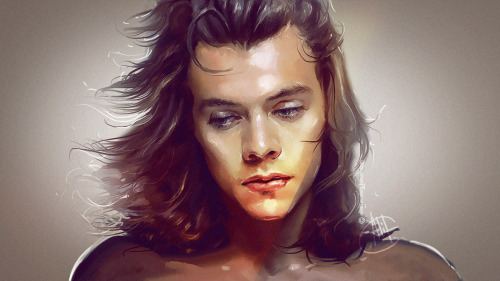 500x281 Harry Styles One Direction Illustration Art Sad 1d Music Face - Sad Face Painting
