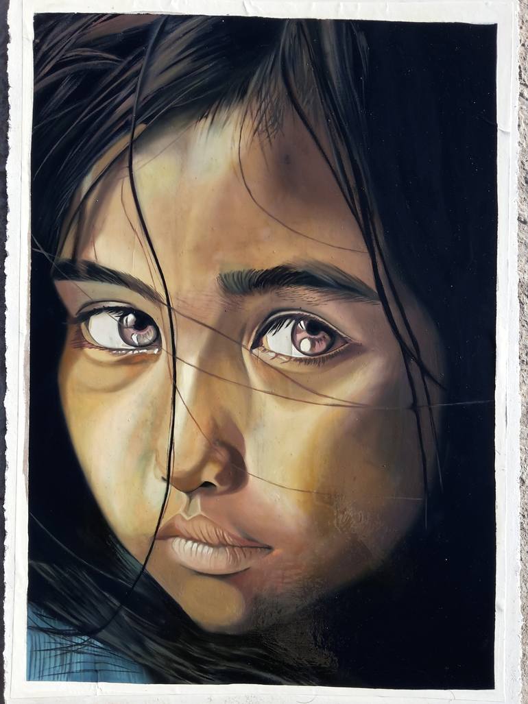 770x1027 Saatchi Art Sad Girl Painting By Vimal Chand - Sad Girl Painting
