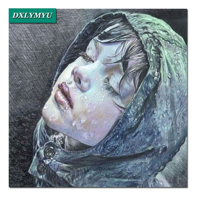 640x640 Diy 3d Diamond Painting Cross Stitch Sets Full Square Diamond - Sad Girl Painting