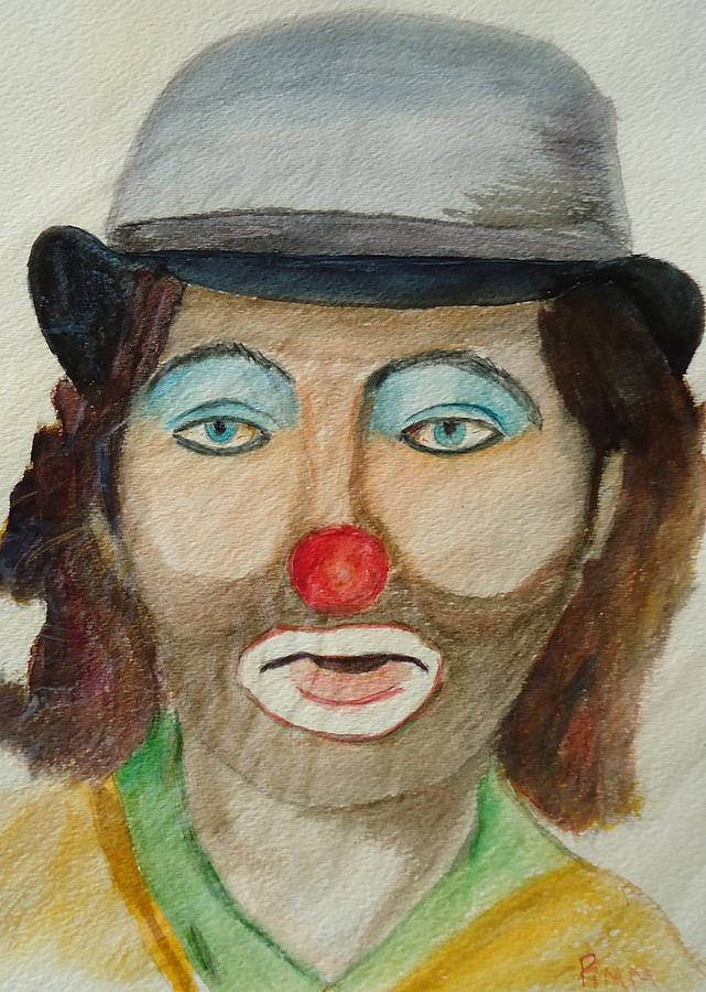 641x900 Hobo Clown Painting By Betty Pimm - Sad Hobo Clown Painting