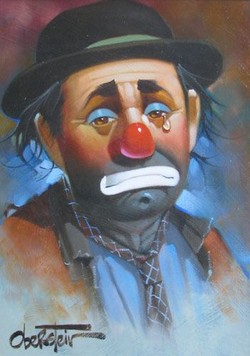 250x356 Hobo Clown Paintings - Sad Hobo Clown Painting