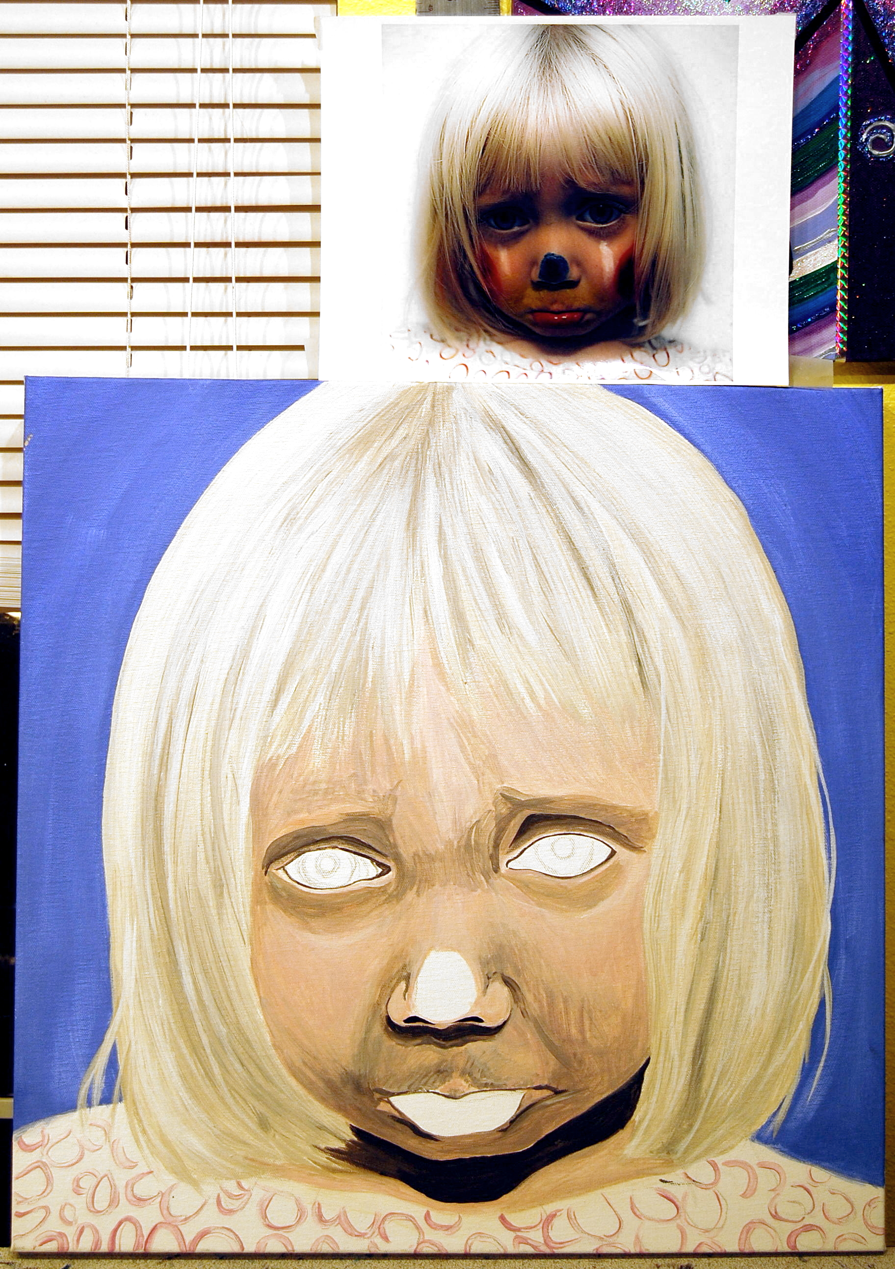 1824x2584 Sad Little Girl Clown Painting The Art Of Patty Sue O'Hair - Sad Hobo Clown Painting