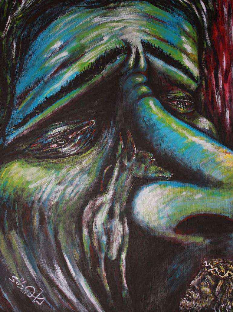 770x1031 Saatchi Art The Sad Man Painting By Marcos Obiano - Sad Man Painting