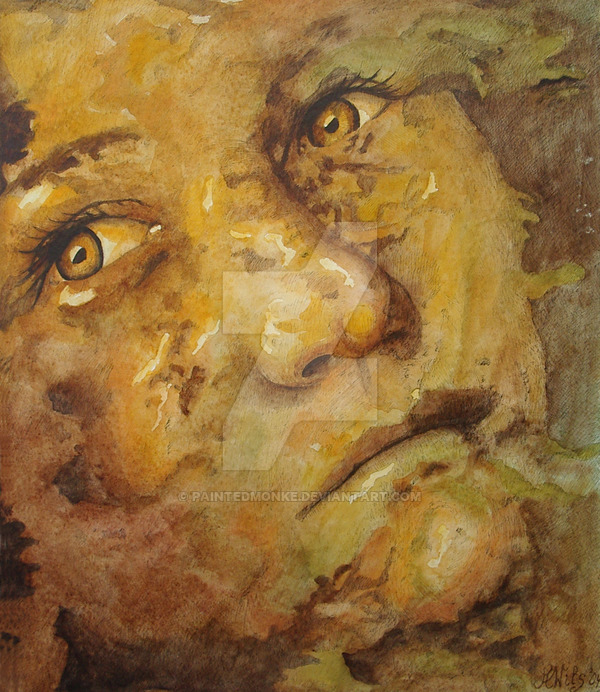 600x692 Sad Eyes Painting By Paintedmonke - Sad Painting