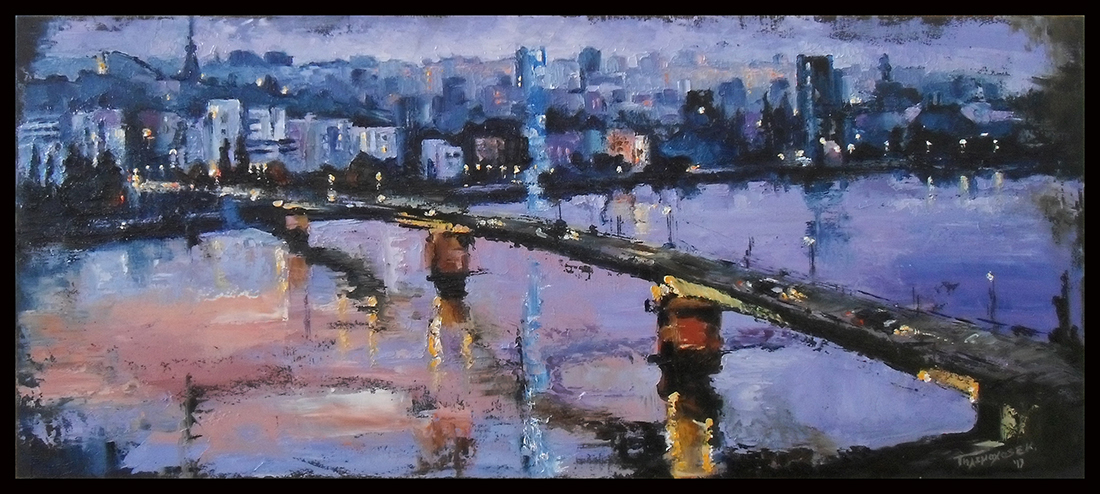 1100x494 Novi Sad Bridge Painting On Behance - Sad Painting