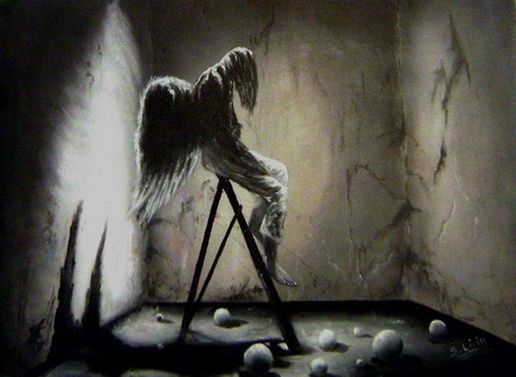 516x377 Sad Angel ( Oil Painting ) (Liviu Sava) - Sad Painting Abstract