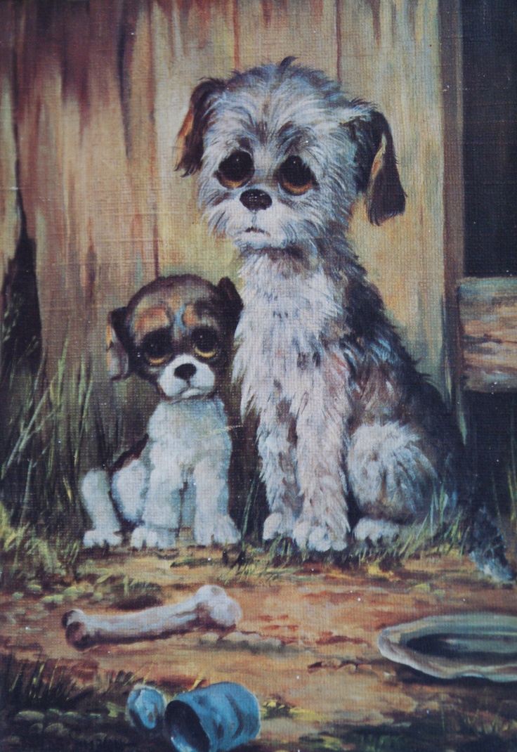 736x1070 518 Best Keaneabilia Images On Big Eyes Margaret Keane - Sad Puppy Painting