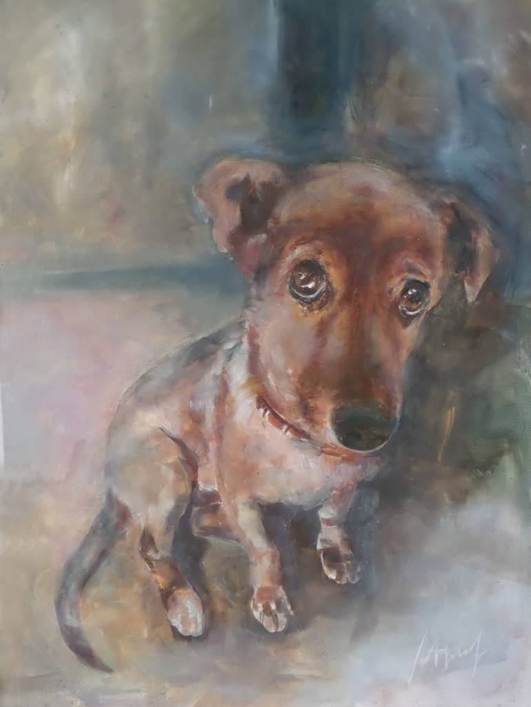 770x1026 Saatchi Art A Sad Puppy Painting By Marina Shkarupa - Sad Puppy Painting