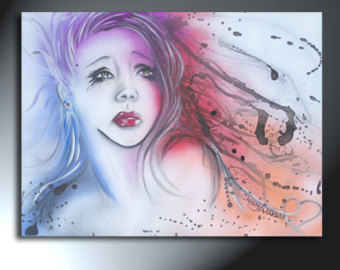 340x270 Woman's Crying Face Female Portrait Art Collage 18 X 24 - Sad Woman Crying Painting