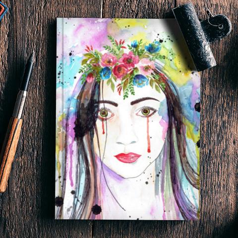 480x480 Woman Crying Sad Face Watercolor Girl Portrait Colorful Fashion - Sad Woman Crying Painting