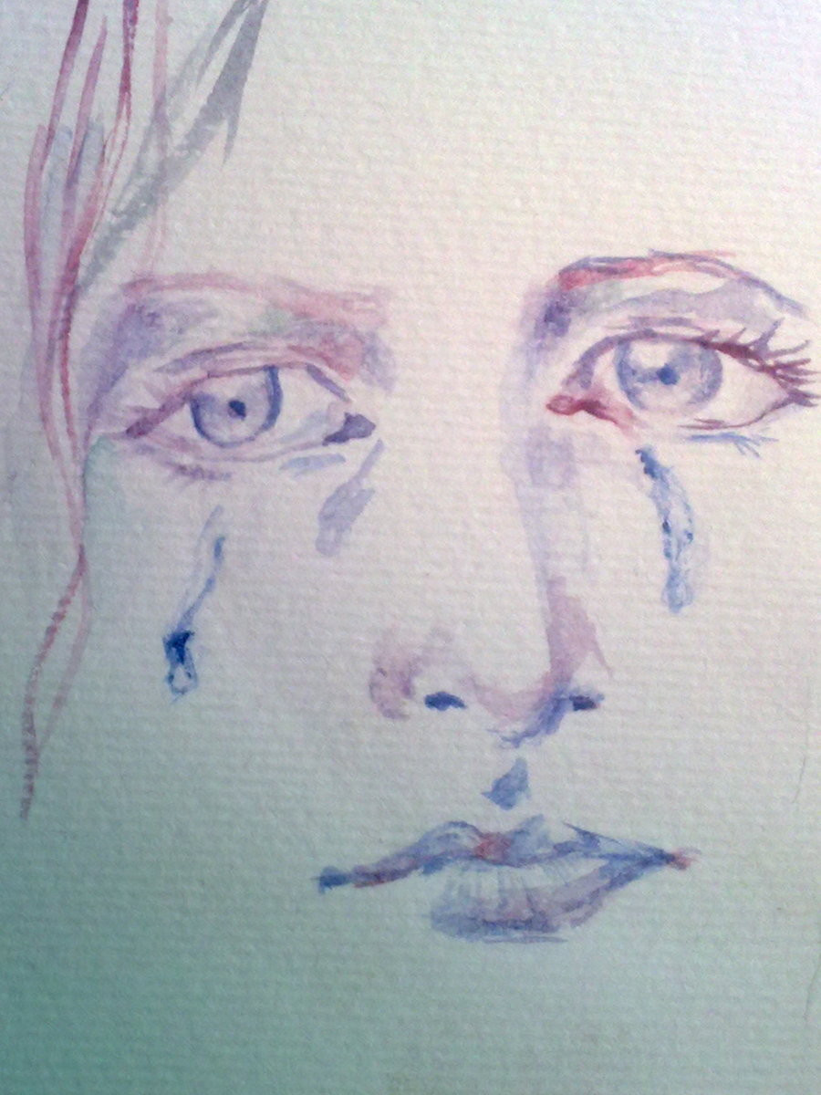 900x1200 Woman Crying By Scarecrowfella - Sad Woman Crying Painting