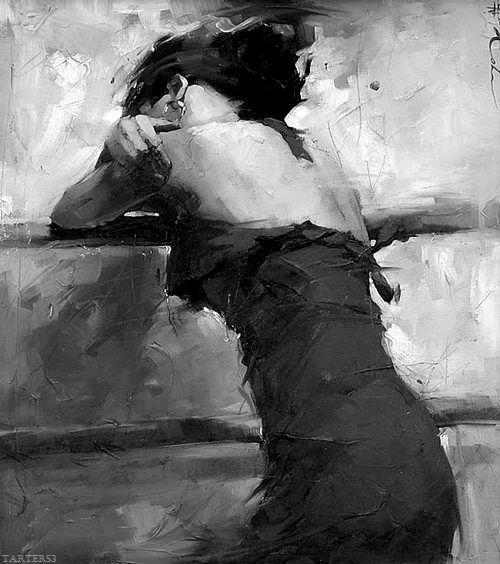 500x564 Girl Black And White Sad Painting Monochrome Woman Upset Anime - Sad Woman Painting