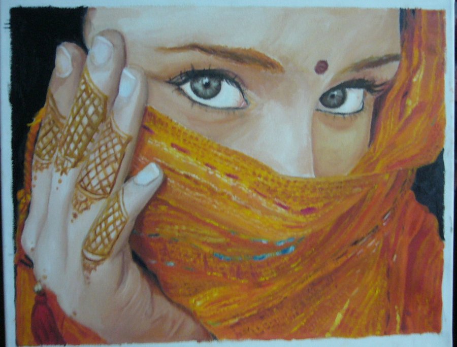 900x684 Indian Woman By C Lar T - Sad Woman Painting