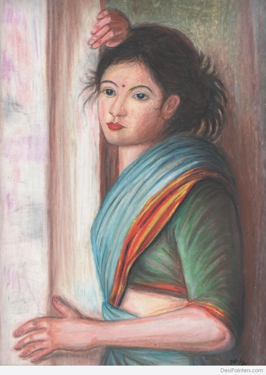 850x1200 Paintings By Govindaraj R - Sad Woman Painting