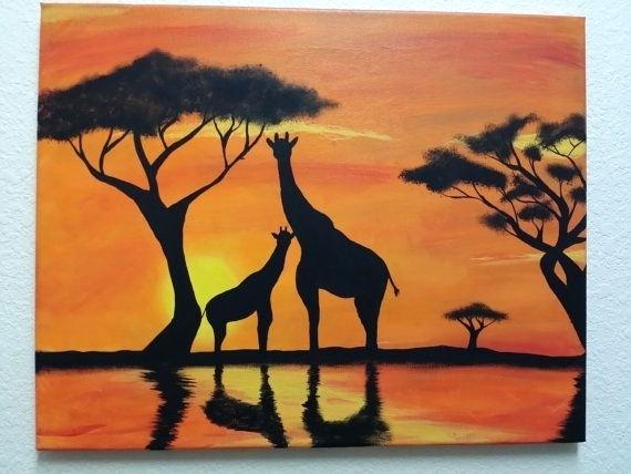 570x428 Giraffe Paintings On Canvas Giraffe Framed Art Oil Painting Canvas - Safari Painting