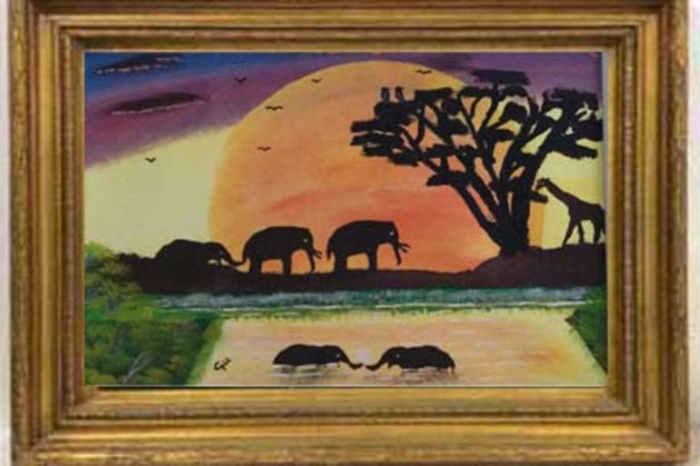 770x513 Saatchi Art Elephant Safari Painting By Gurunath Kaya - Safari Painting