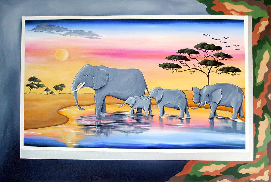 900x603 Safari Painting By Jane Bold - Safari Painting