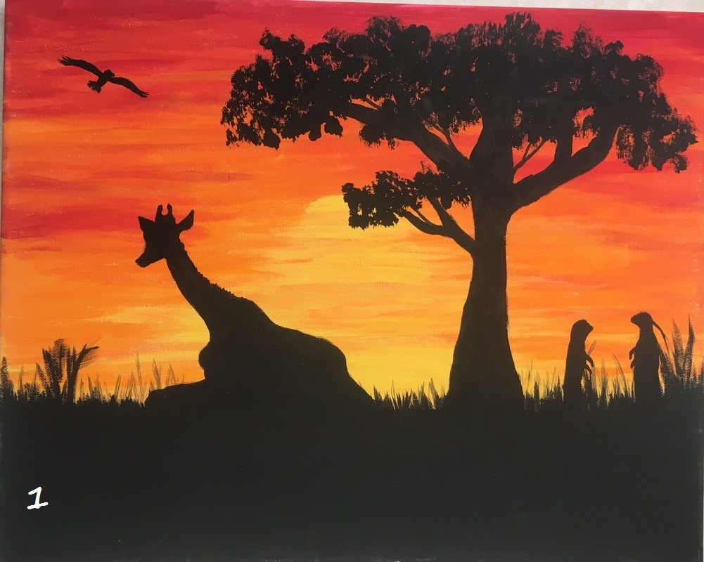 1001x800 Safari Scene - Safari Painting