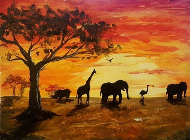 720x530 Safari Sunset Painting In The Gardens - Safari Painting