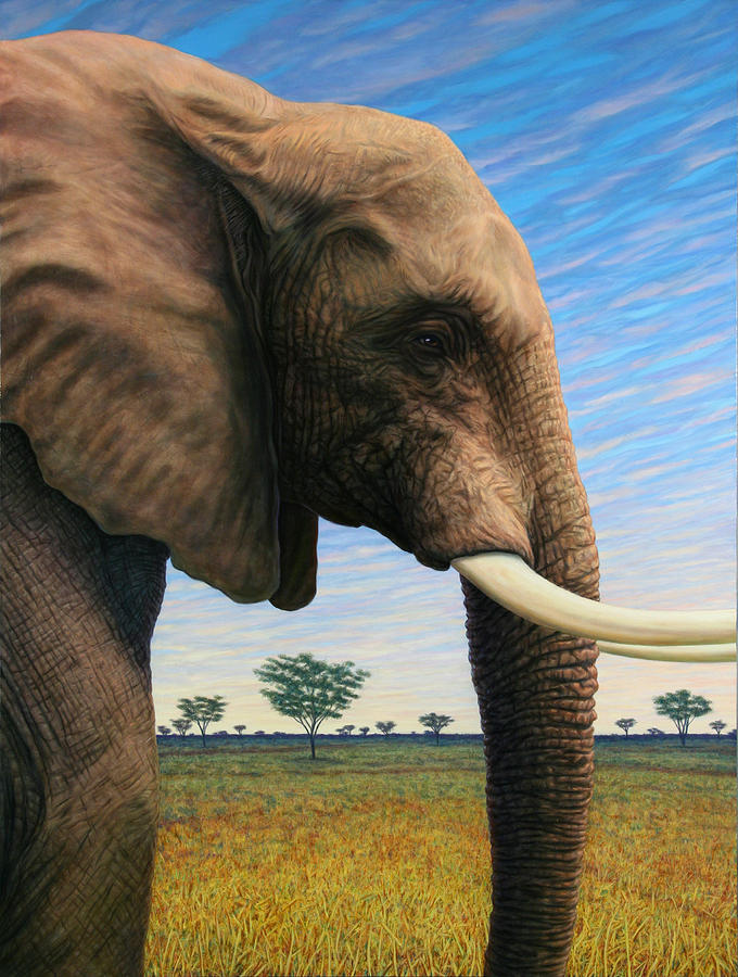 680x900 Elephant On Safari Painting By James W Johnson - Safari Painting