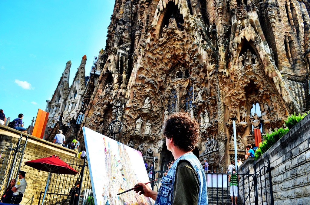 1024x678 Painting La Sagrada Familia In Barcelona - Sagrada Familia Painting