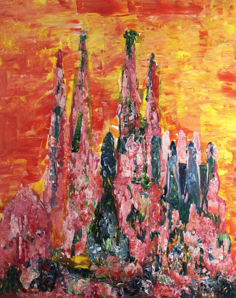 770x973 Saatchi Art Sagrada Familia Fluid Painting By Peter Pakula - Sagrada Familia Painting
