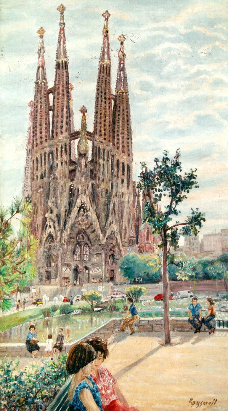 770x1387 Saatchi Art Sagrada De Barcelona Painting By Ricard Passarell - Sagrada Familia Painting