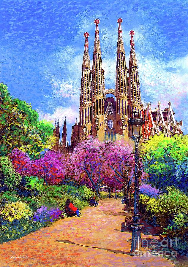633x900 Sagrada Familia And Park Barcelona Painting By Jane Small - Sagrada Familia Painting