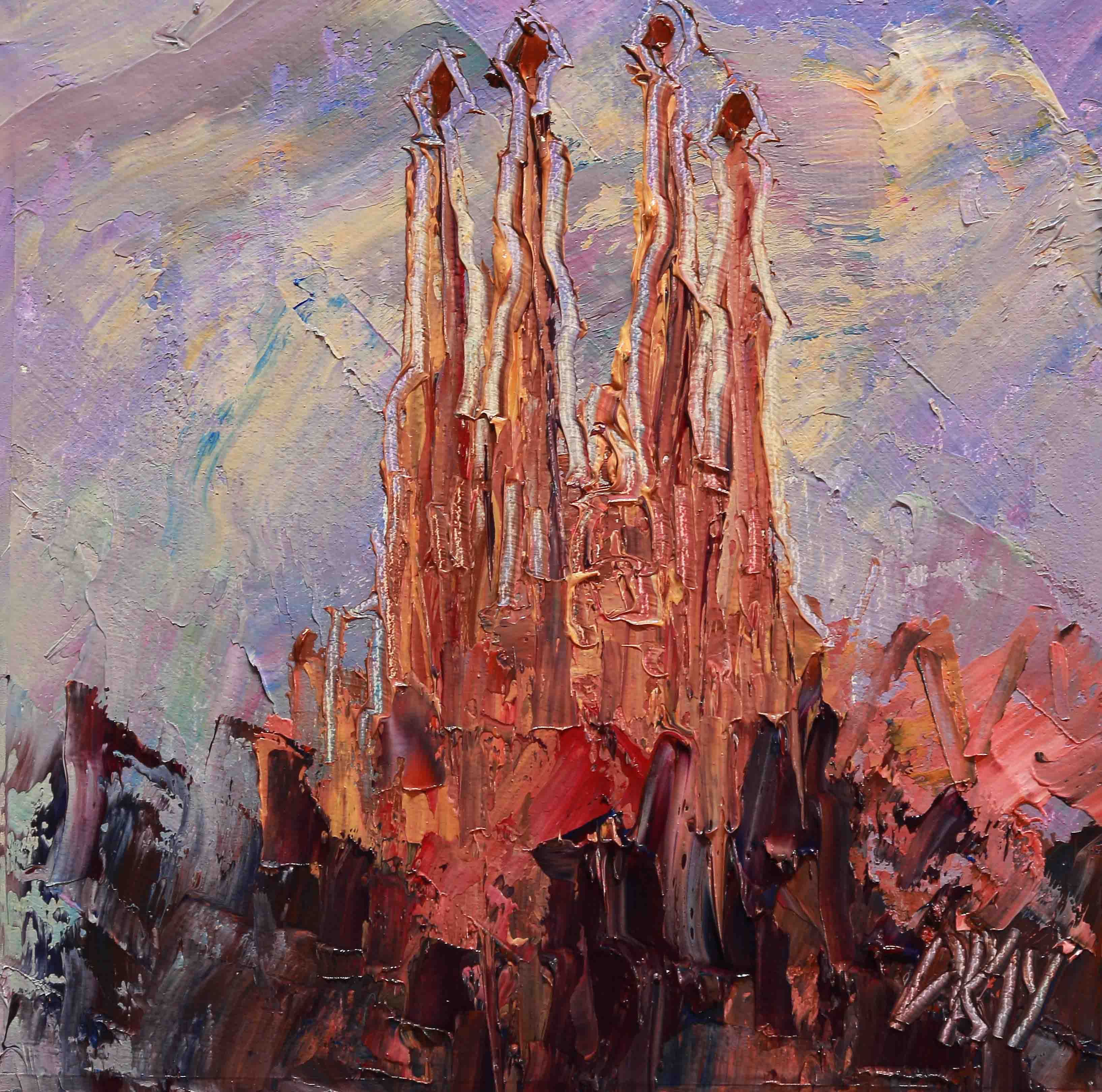 3270x3240 Sagrada Familia Oil On Canvas 13x13 Cm. Paintings - Sagrada Familia Painting
