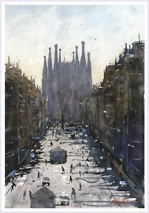 210x300 Will Elliston Fine Art Print Sagrada Familia Barcelona City - Sagrada Familia Painting