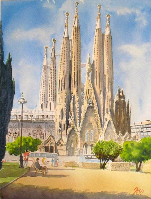 494x650 La Sagrada Familia Barcelona (Paco Cabrera) - Sagrada Familia Painting