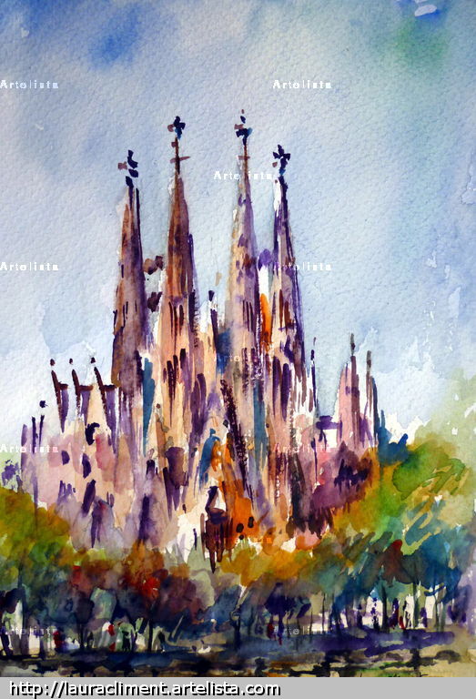 Sagrada Familia Painting at PaintingValley.com | Explore collection of ...
