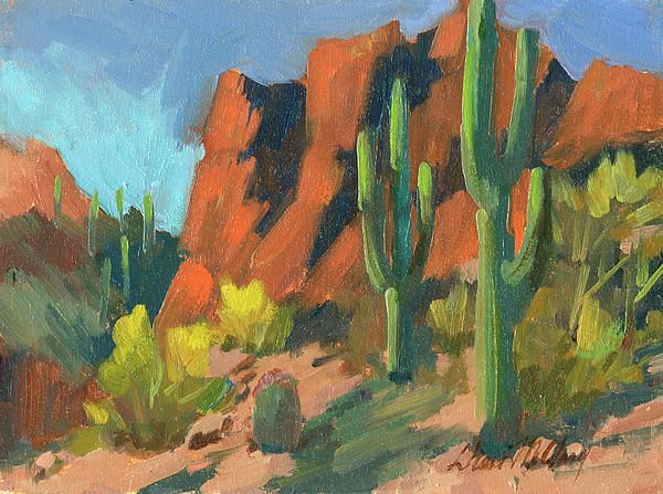 600x447 Saguaro Cactus 2 Canvas Print Canvas Art By Diane Mcclary - Saguaro Cactus Painting