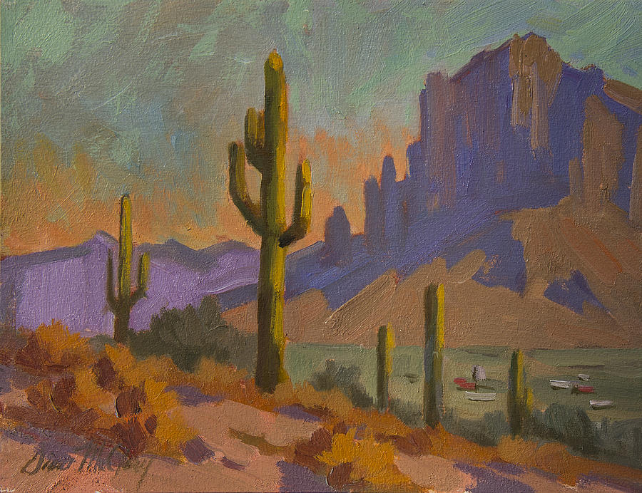 900x692 Saguaro Cactus And Apache Junction Painting By Diane Mcclary - Saguaro Cactus Painting