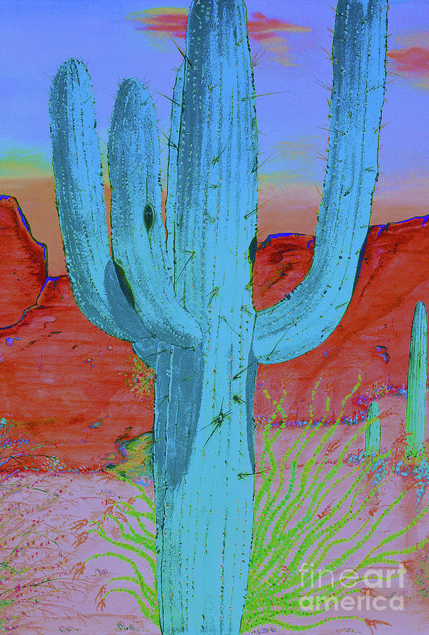 608x900 Saguaro Cactus Painting By Larry Mora - Saguaro Cactus Painting