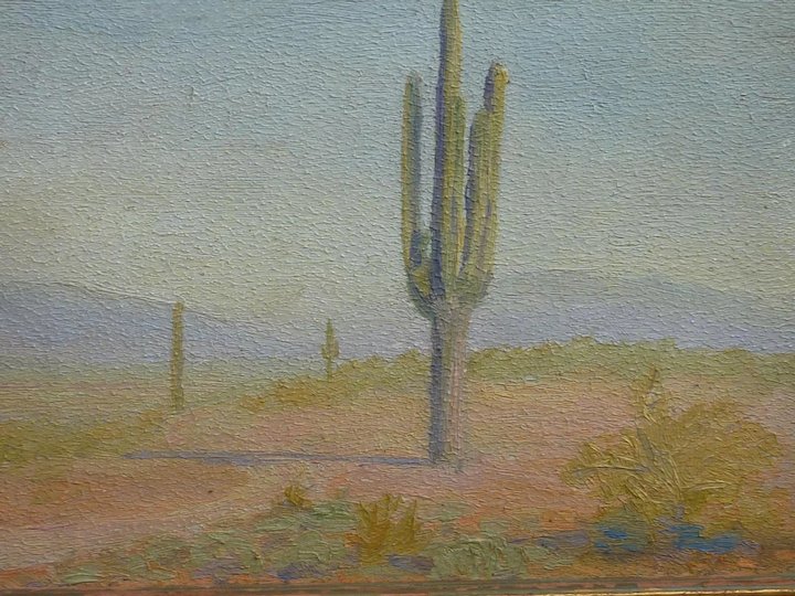 720x540 Southwestern Arizona Saguaro Cactus Oil Painting In A Desert - Saguaro Cactus Painting