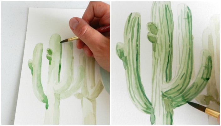 704x401 Watercolor Cactus Painting Tutorial - Saguaro Cactus Painting