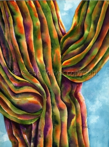 372x500 Painting Velvet Saguaro (Original Art By Valerie Toliver) - Saguaro Painting