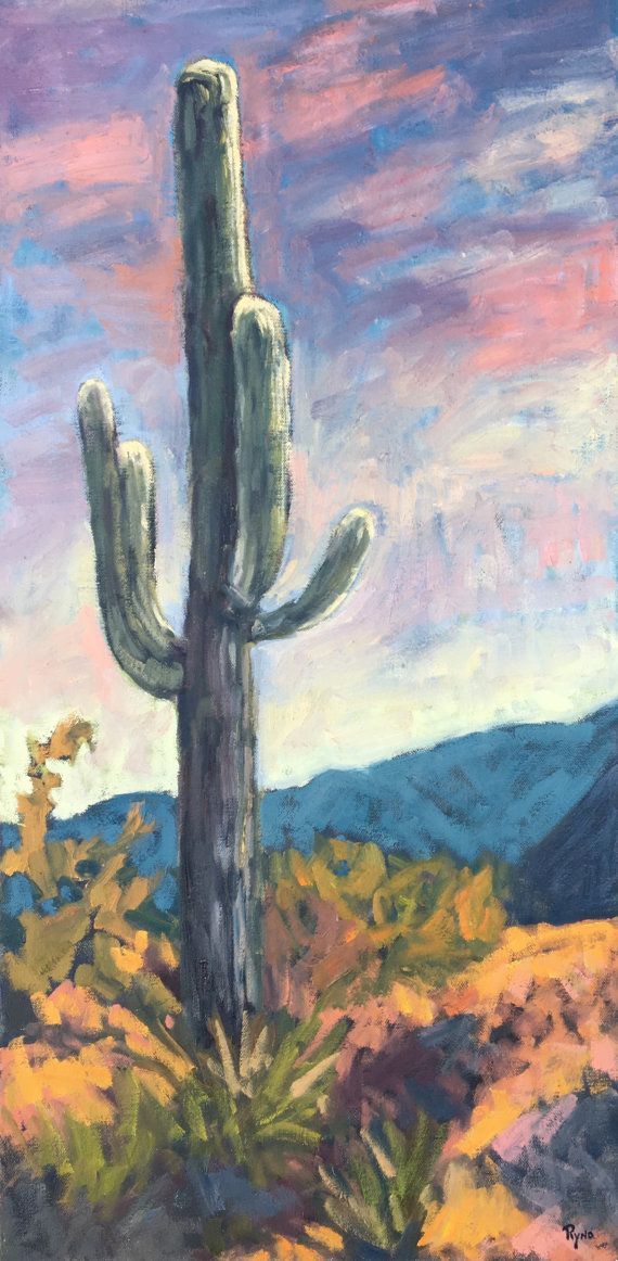 570x1162 Sunset Saguaro - Saguaro Painting