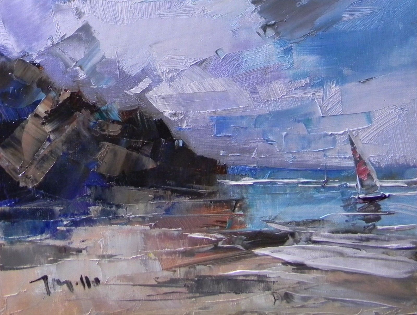 1600x1208 Jose Trujillo Original Oil Painting Realist Sea Sailboat Nautical - Sailboat Oil Painting