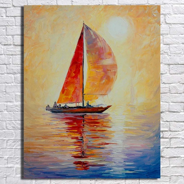 640x640 Living Room Wall Pictures Beautiful Sailboat Oil Paintings Home - Sailboat Oil Painting