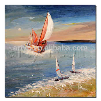 350x350 Newest Handpainted Abstract Sailboats Oil Paintings Wall Art - Sailboat Oil Painting