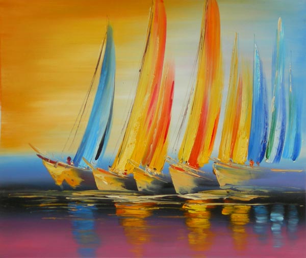600x506 Sailboat Reflections Fine Art Oil Painting Ebay - Sailboat Oil Painting
