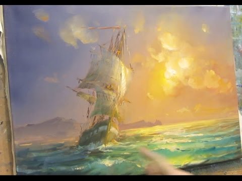 480x360 Seascape. Oil Painting. How To Paint Sailboat Oil. - Sailboat Oil Painting