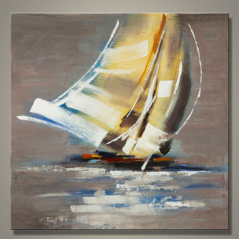 350x350 Handmade Modern Strong Abstract Sailboat Oil Painting - Sailboat Oil Painting