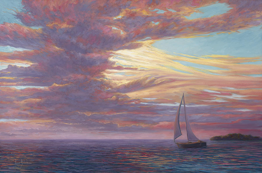 900x596 Sailing Away Painting By Lucie Bilodeau - Sailboat Painting