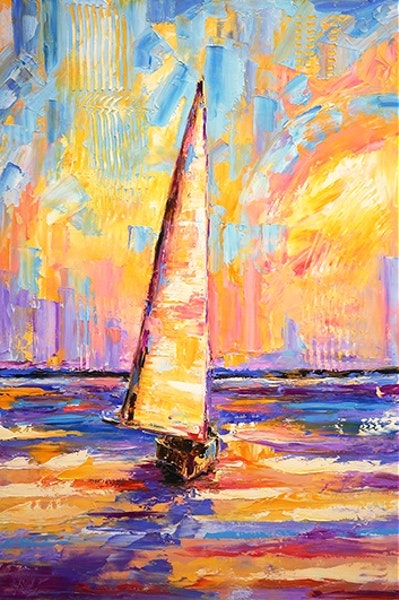 399x600 The First Morning Sailboat Paintings By Laurie Pace By - Sailboat Painting Images