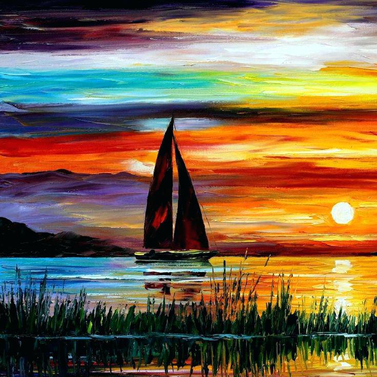 736x736 Sailboat Paintings On Canvas Sunset Paintings Sailboats Oil - Sailboat Painting On Canvas